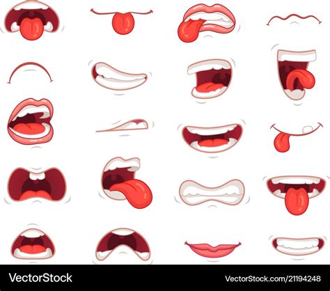 Funny mouths facial expressions cartoon lips Vector Image