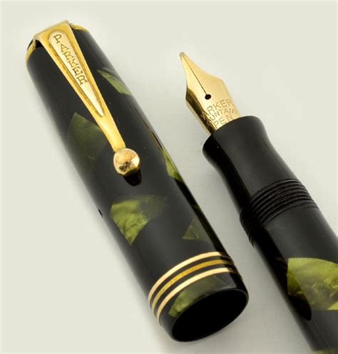 Parker Premiere aka Duette Sr. Fountain Pen - Canada, Green Marble ...