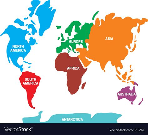 World map with continents Royalty Free Vector Image