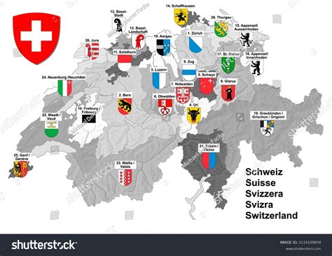 Shape Map Switzerland Black White Border Stock Vector (Royalty Free ...