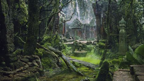 The abandoned temple [1920x1080] | Fantasy art landscapes ...