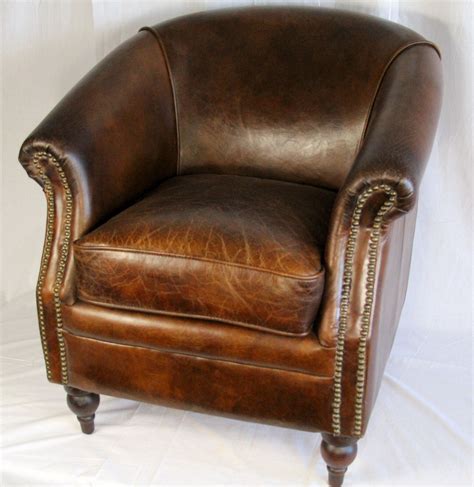 27 034 Wide Club Arm Chair Vintage Brown Cigar Italian Leather Comfort ...