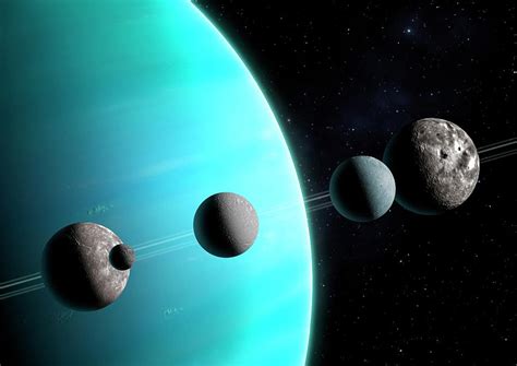 Artwork Comparing The Moons Of Uranus Photograph by Mark Garlick - Pixels