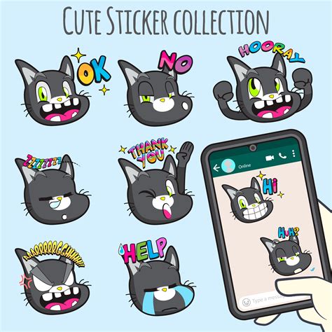 cute cat emoji sticker collections 529059 Vector Art at Vecteezy