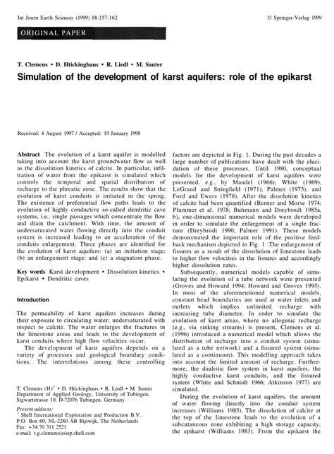 (PDF) Simulation of the development of karst aquifers: Role of the epikarst