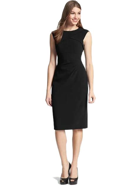 Crepe Dress Ruched Bodycon Elegant Work Office Dress Petite Casual ...