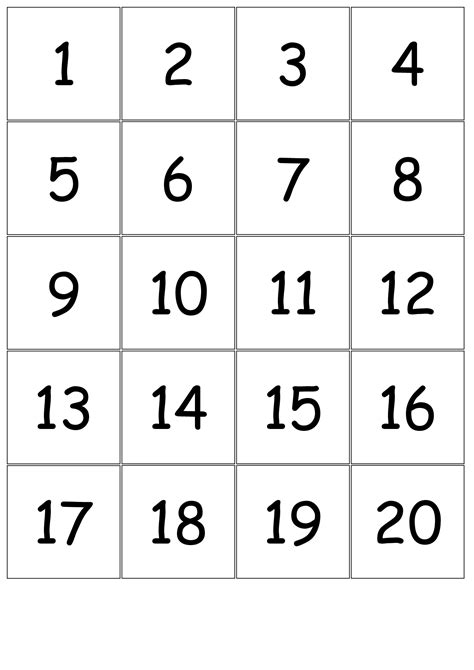 8 Best Images of Printable Number Cards 10- 20 - Number Cards 1-20 ...