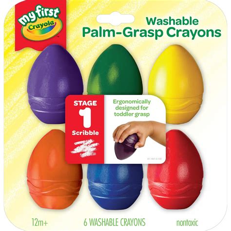 Crayola My First Washable Palm-Grasp Crayons for Toddlers, School ...