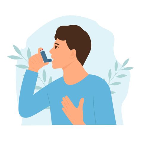 Man uses an asthma inhaler against attack. World asthma day. Allergy ...