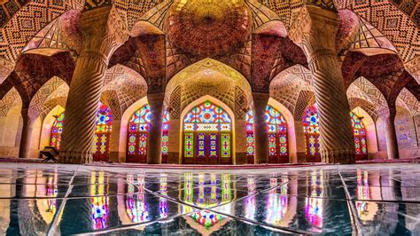 Kaleidoscopic windows of the Nasir-ol-Molk Mosque, Iran - backiee