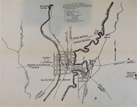 The Siege of the Alamo, Texas Revolution Military Map, 1938 - Original ...