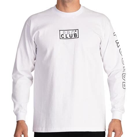 Pro Club Heavy Long Sleeve Embroidered Box Logo T-Shirt (Plus Size ...