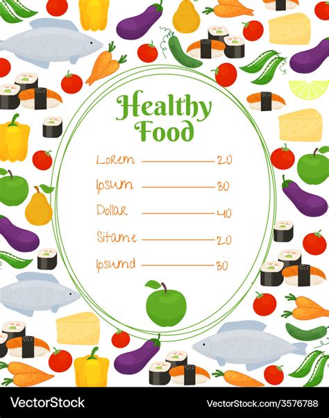 Healthy food menu template Royalty Free Vector Image