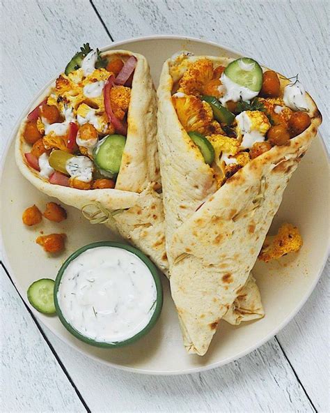 Roasted Cauliflower & Chickpea Shawarma Wrap - Good Old Vegan