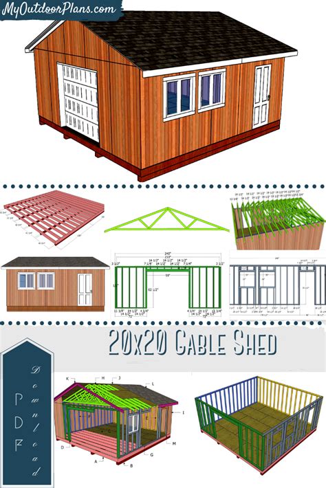 20x20 Gable Shed - Free DIY Plans | PDF Download | Shed plans, Storage ...