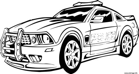 Coloriage Voiture De Police Sport Mustang Ford Dessin Police à imprimer