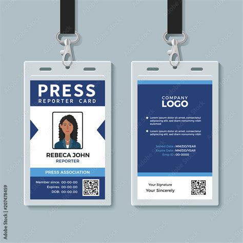 Press reporter ID card template Stock Vector | Adobe Stock