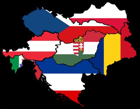 Flag map of the Austrian-Hungarian empire with post ww1 borders. : r ...