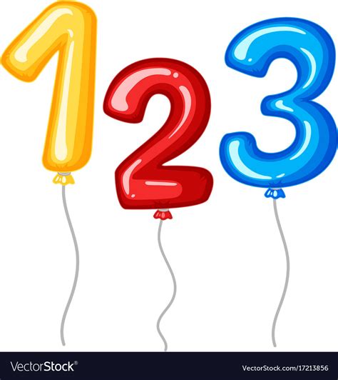 Balloons for numbers one to three Royalty Free Vector Image