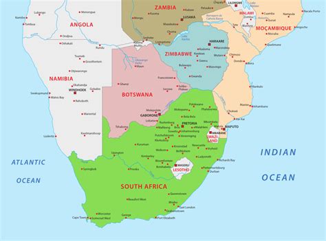 Map of Southern African Countries - Adventure To Africa