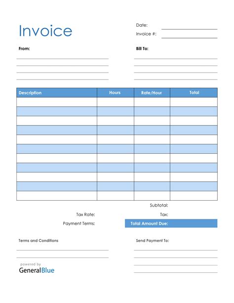 Blank invoice template in pdf blue – Artofit