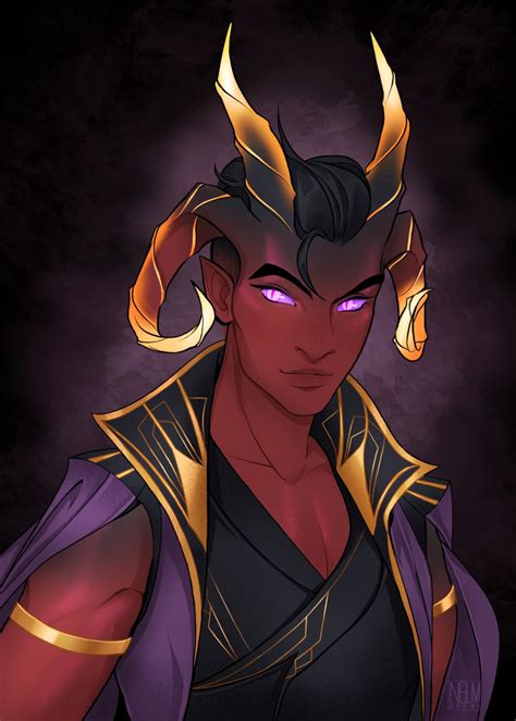 an animated character with horns on his head and purple eyes, in front ...