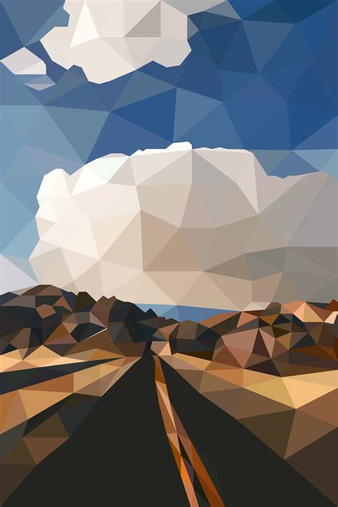 "ON THE WAY" Illustrations by Magareso #Polygon Art Landscape Wallpaper ...