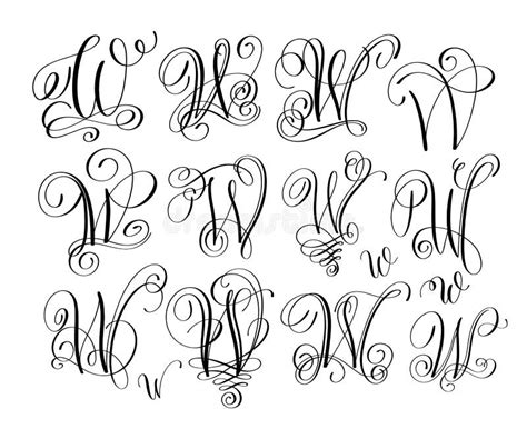 Calligraphy Lettering Script Font W Set, Hand Written Stock Vector ...