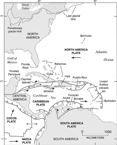 Map of the Caribbean Basin, western Atlantic Ocean, adjacent continents ...