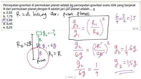 Menghitung percepatan gravitasi planet saat benda berada sejauh R dari ...