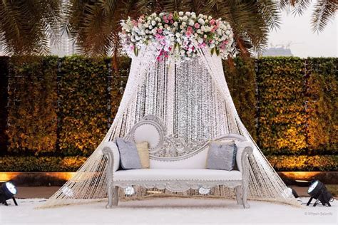 wedding stage decoration in white - ShaadiWish