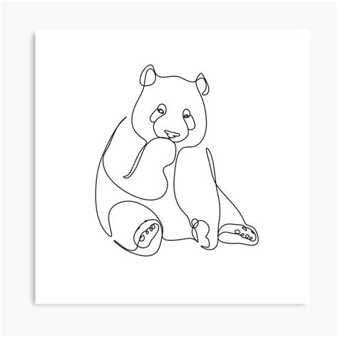 Panda One Line Drawing Art Print for Kids Room