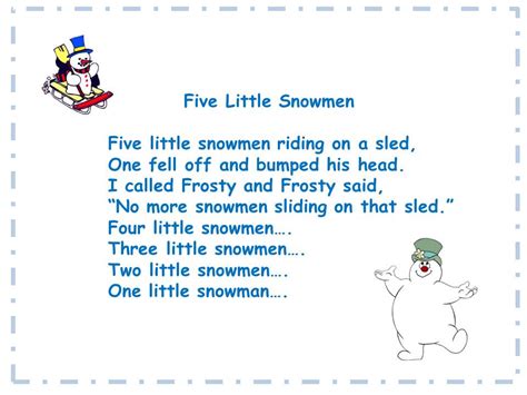 Rockin' with The Five Little Snowmen song and song chart - Classroom ...