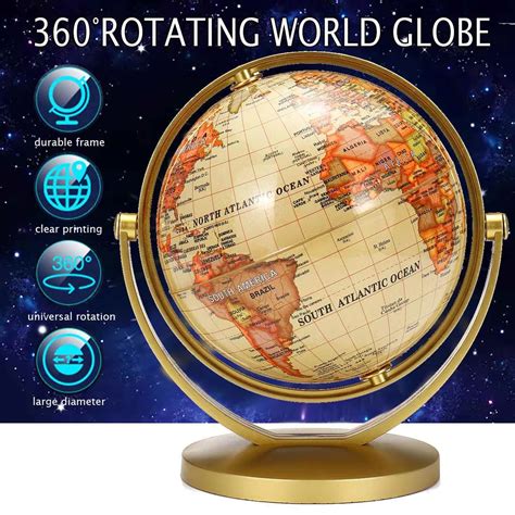 Terrestrial Earth Globe World Map With Stand Geography Education Toy ...