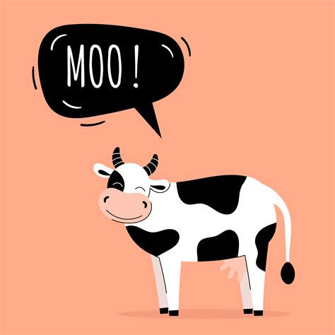 A cute cow says moo. Farm animals. Speech bubble, children's cards ...