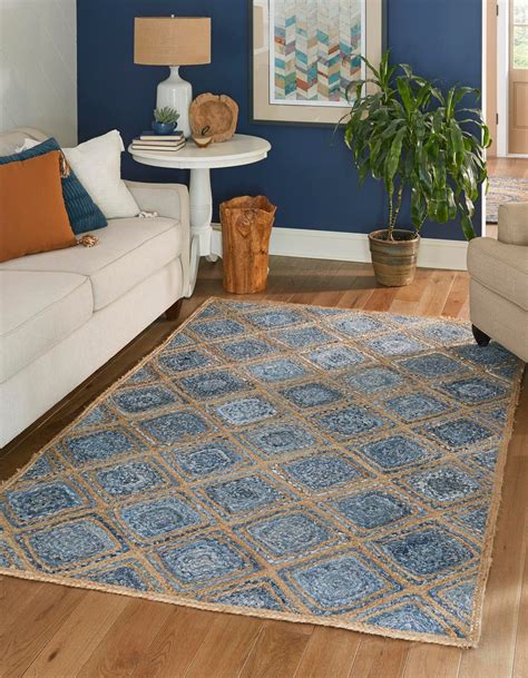 Blue 8' x 10' Braided Jute Rug | Rugs.com