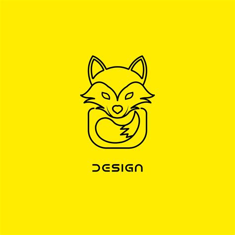 Fox head logo icon, vector fox face on a yellow background. 32984577 ...