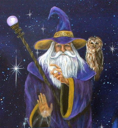 Magical Merlin Wizard and Owl Art Print Wall Art Home | Etsy