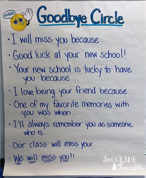 Saying Farewell with a Goodbye Circle | 3rd Grade Thoughts