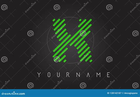 X Letter Logo Design with Neon Green Lines Stock Illustration ...