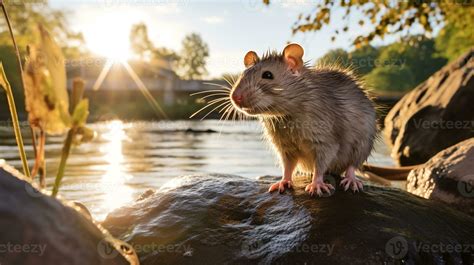 Close-up photo of a Rat looking in their habitat. Generative AI ...