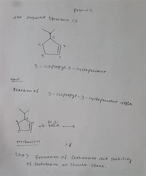 [Solved] what is the drawing structure for 3-isopropyl-3-cyclopentene ...