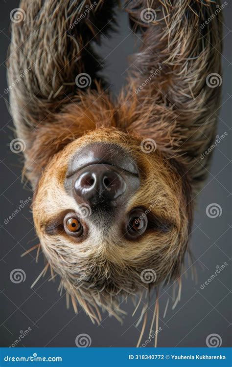 Cheerful Hanging Sloth with Goofy Expression Stock Illustration ...