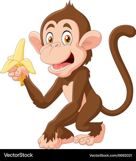 Cartoon funny monkey holding banana isolated Vector Image