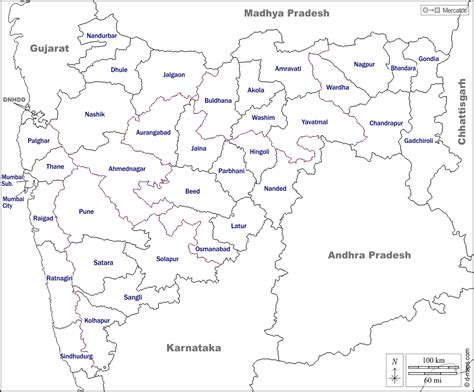 Maharashtra free map, free blank map, free outline map, free base map ...