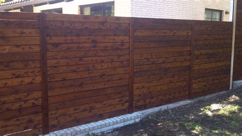 Dark Walnut Stained Horizontal Full Privacy Fence Fence Landscaping ...