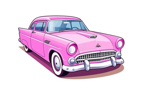 Cartoon Vintage Pink Car. Vector Illustration Design Stock Illustration ...