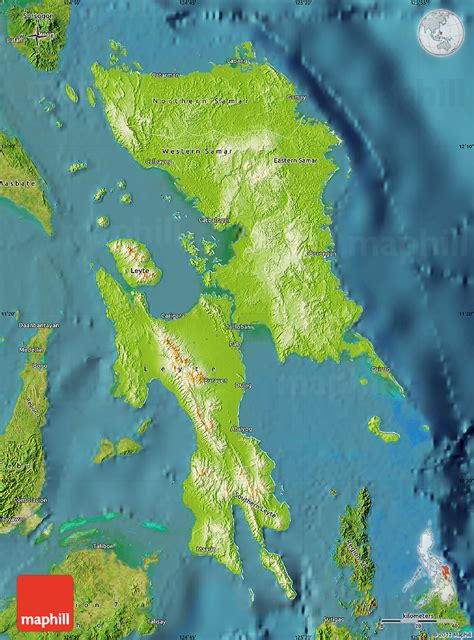 Physical Map of Region 8, satellite outside