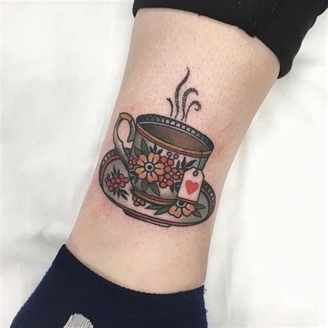 Traditional cup of tea tattoo - Tattoogrid.net