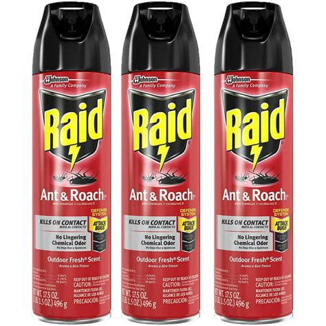 Raid 17.5-Oz. Ant and Roach Killer Spray, 3 pk. - Red - Walmart.com ...